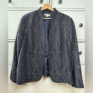 Coldwater Creek Size PXL 18 Jacket Blazer career Jaquard blue gold work Like New